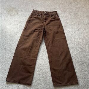 Women's Brown Wide-Leg Jeans